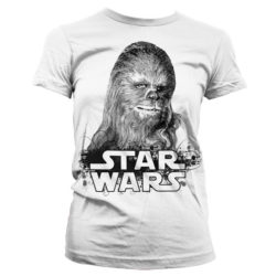 Hvid Star Wars T-shirt til damer med Chewbacca
