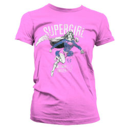 Lyserød T-shirt til damer med Supergirl tryk