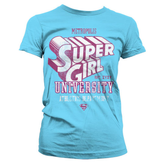 Lyseblå T-shirt til damer med Supergirl tekst på brystet