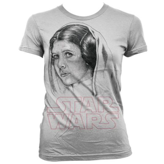 Hvid Star Wars T-shirt til damer med Prinsesse Leia trykt på brystet