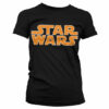 Sort Star Wars T-shirt til damer med det klassiske logo trykt på brystet