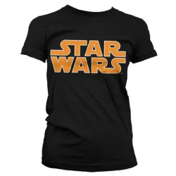 Sort Star Wars T-shirt til damer med det klassiske logo trykt på brystet