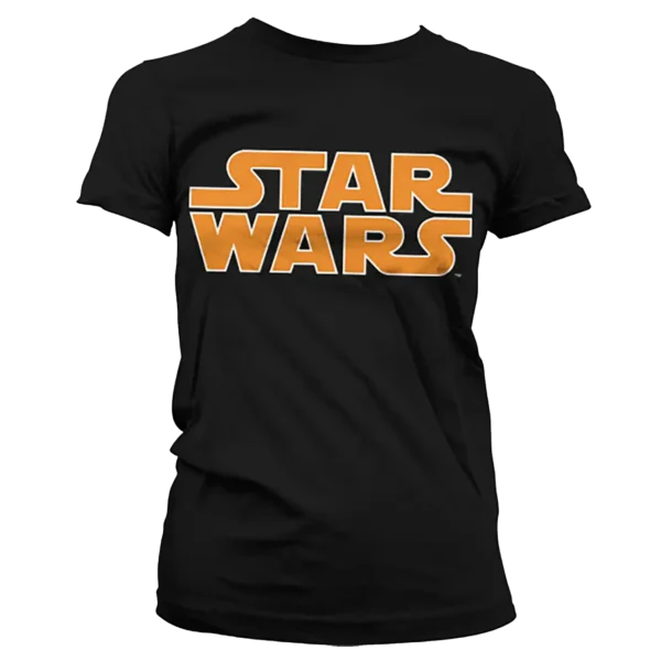 Sort Star Wars T-shirt til damer med det klassiske logo trykt på brystet