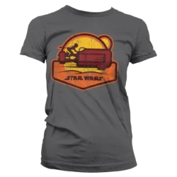 Grå Star Wars T-shirt til damer med orange tryk af en speeder