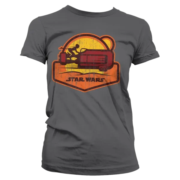 Grå Star Wars T-shirt til damer med orange tryk af en speeder