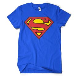 Blå Superman T-shirt til mænd med det klassiske logo på brystet