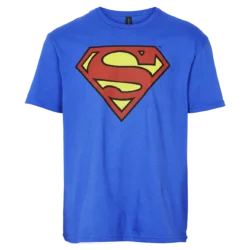 Blå Superman T-shirt til mænd med det klassiske logo på brystet
