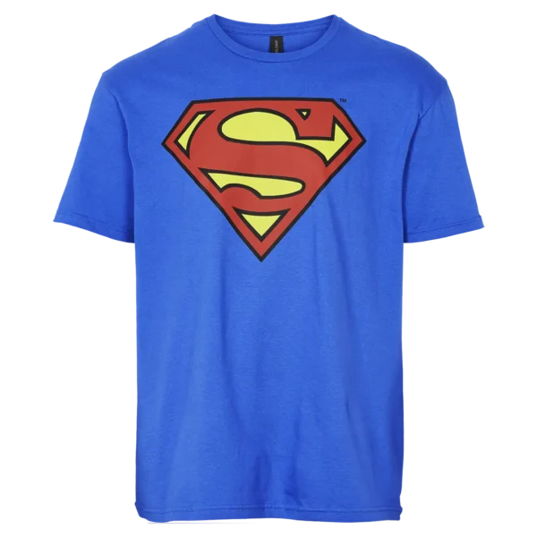 Blå Superman T-shirt til mænd med det klassiske logo på brystet