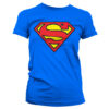 Blå Superman T-shirt til damer med det klassiske logo på brystet