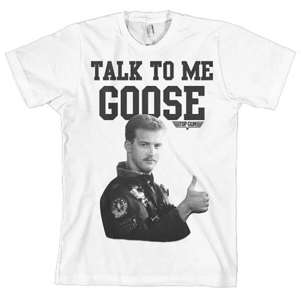 Hvid Top Gun T-shirt med Goose og teksten Talk to me goose