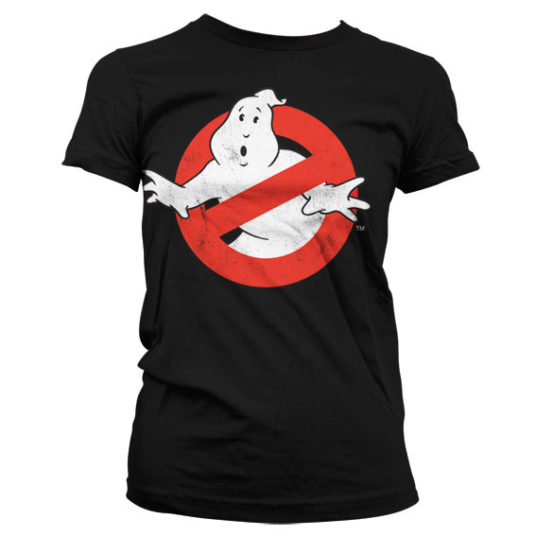 Sort Ghostbusters T-shirt til damer med det klassiske logo trykt på brystet