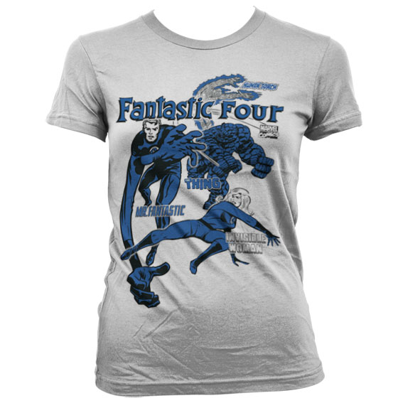 Hvid Fantastic four T-shirt til damer med blåt tryk