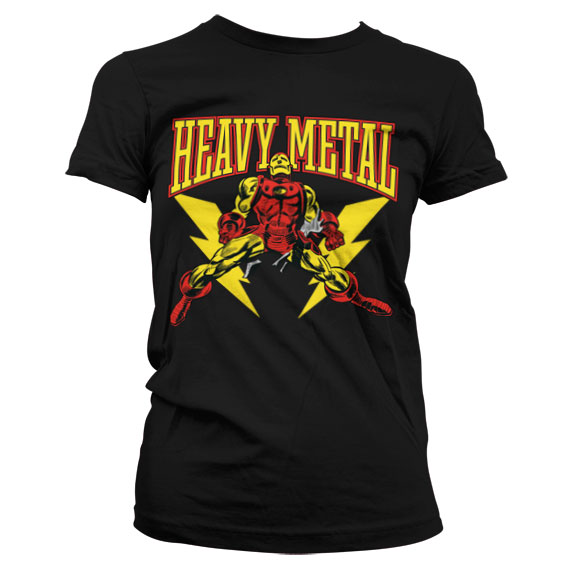Sort Iron Man T-shirt med Heavy Metal trykt på brystet