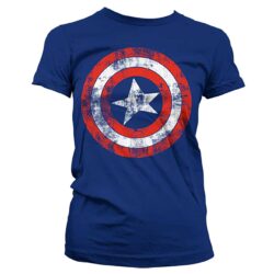 Navy blå T-shirt til damer med Captain Americas Logo trykt på brystet