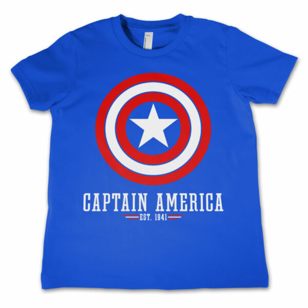 Blå Captain America Logo Børne T-Shirt