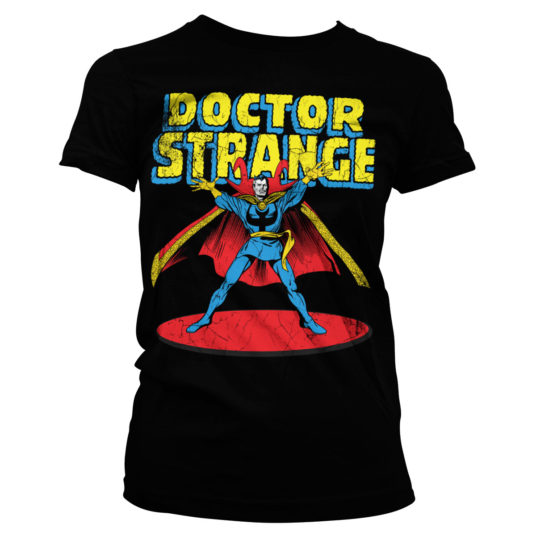 Sort Doctor Strange T-shirt til damer med Doctor Strange trykt på brystet
