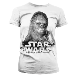 Hvid Star Wars T-shirt til damer med Chewbacca
