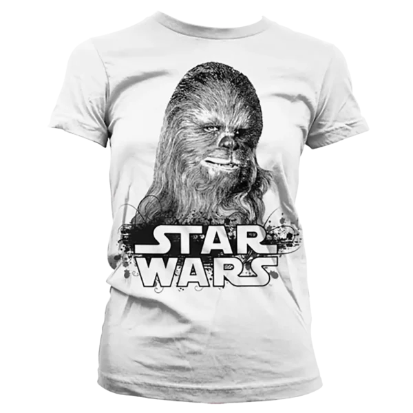 Hvid Star Wars T-shirt til damer med Chewbacca