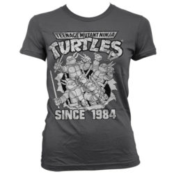 Grå Turtles T-shirt til damer med hvidt tryk