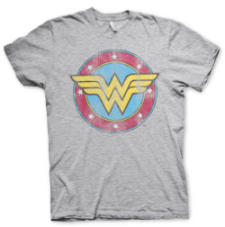 Grå Wonder Woman Logo Distressed T-shirt