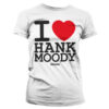Hvid Californication T-shirt til damer med I Love Hank Moody trykt på brystet