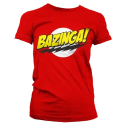 Rød T-shirt til damer med Bazinga! tryk