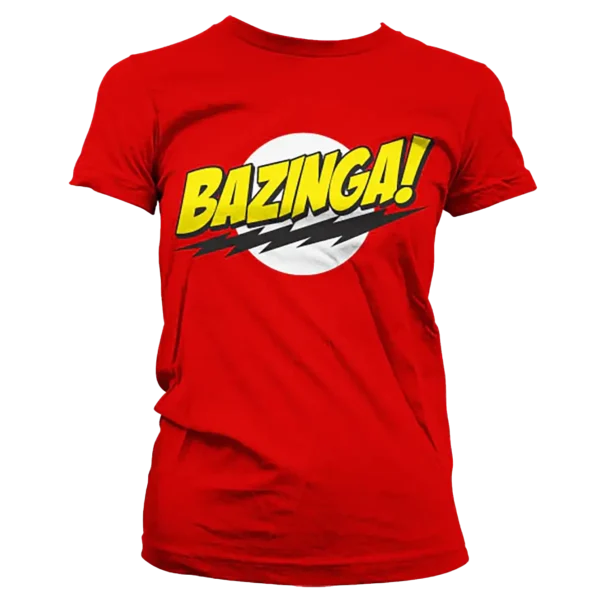 Rød T-shirt til damer med Bazinga! tryk