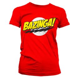 Rød T-shirt til damer med Bazinga! tryk