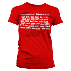 Rød Jaws T-shirt til damer med Dant dant trykt på brystet