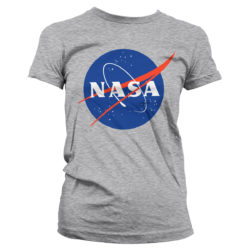 Grå T-shirt til damer med NASA logo trykt på brystet