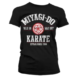 Sort T-shirt til damer med Miyagi-Do Karate tryk på brystet