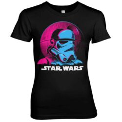 Sort T-shirt til Damer med farverigt tryk af Stormtrooper på brystet