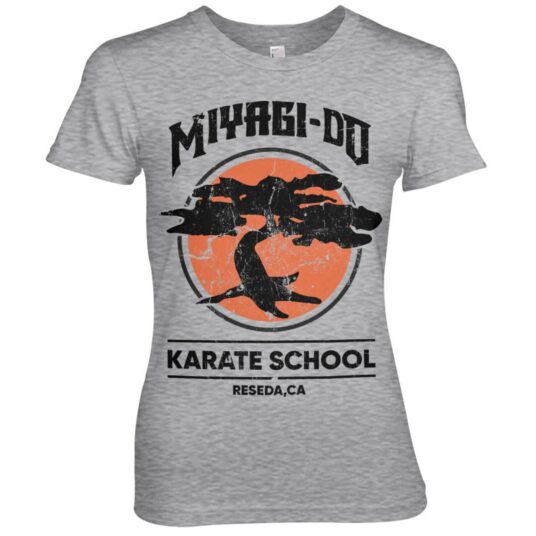 Grå Miyagi Do Karate School T-shirt til damer med Miyagi Do logo på brystet