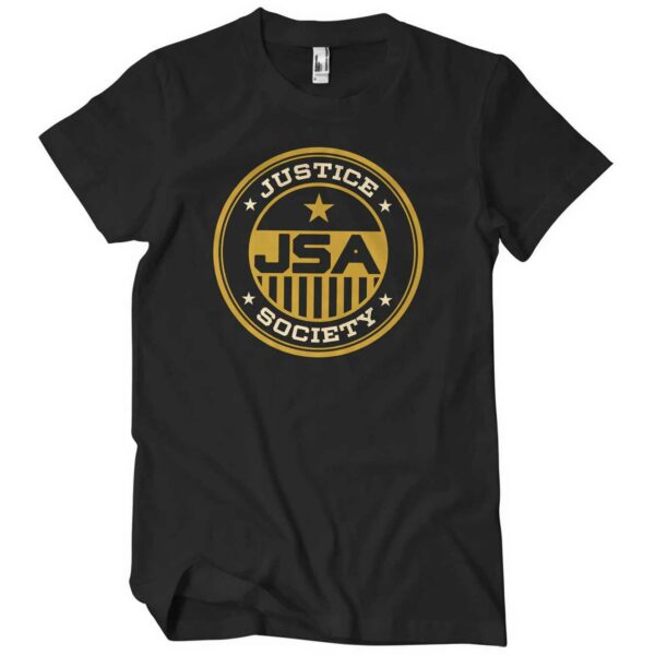 Sort T-shirt med Justice Society logoet