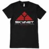 Sort T-shirt med Skynet logoet fra Terminator trykt på brystet