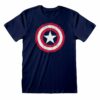 Navyblå T-shirt med Captain Americas Logo trykt på brystet