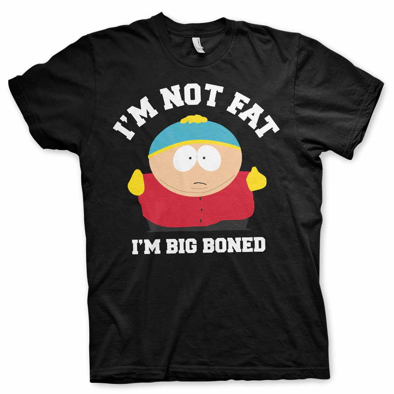 Sort South Park T-shirt med Cartman der siger I'm not fat i'm big boned