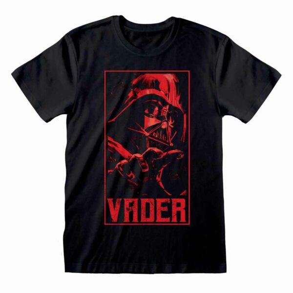 Sort Star Wars T-shirt med Vader trykt på brystet i rødt print