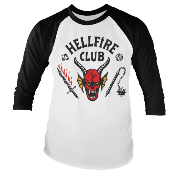 Hvid Stranger Things Hellfire Club Baseball T-shirt