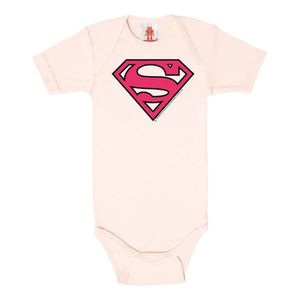 Supergirl Logo Pink Baby Body med supergirls logo på brystet