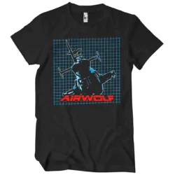 Sort Airwolf T-shirt med helikopteren på og logoet