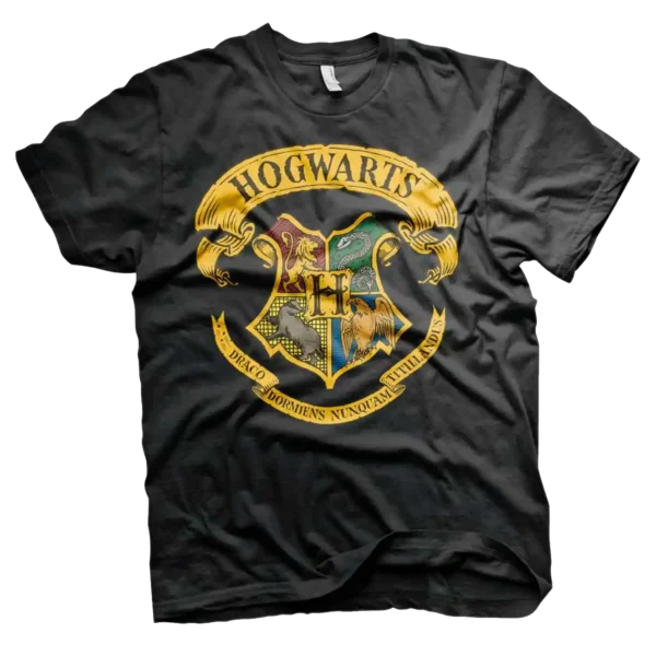 Sort Harry Potter T-shirt med Hogwarts Logoet