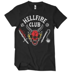 Sort Stranger Things Hellfire Club Sort T-shirt