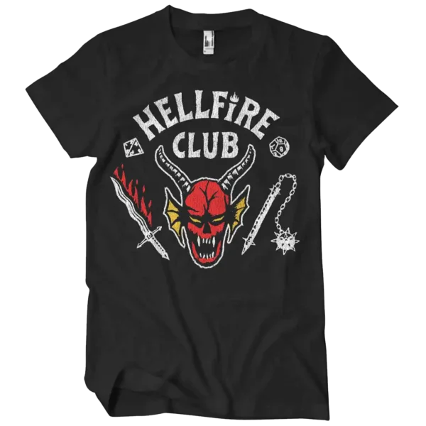 Sort Stranger Things Hellfire Club Sort T-shirt