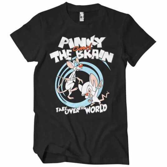Sort Pinky and The Brain T-shirt med teksten Take over the world