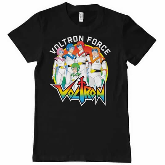 Sort Voltron T-shirt med alle karaktererne på